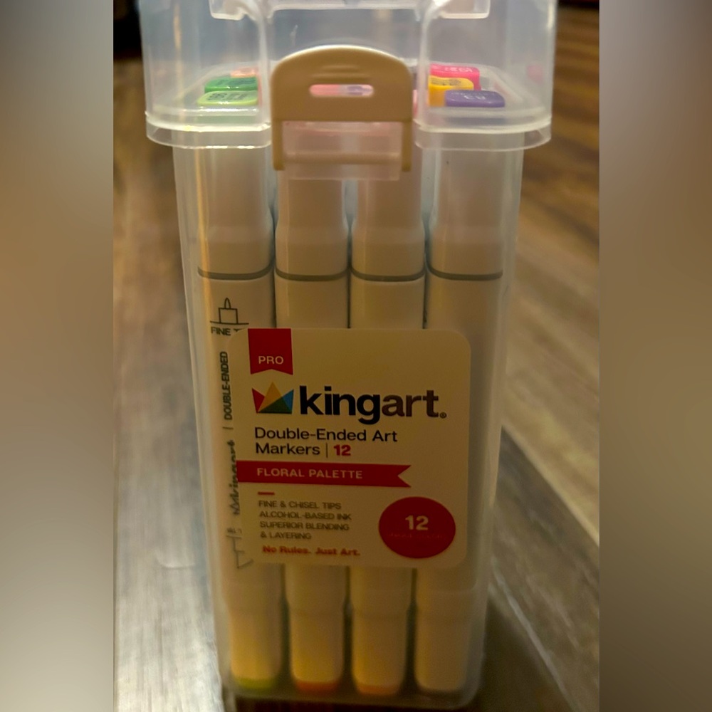 NWT KINGART 429-12A PRO Double-Ended Alcohol Ink Art Markers, 12 FLORAL PAMETTE